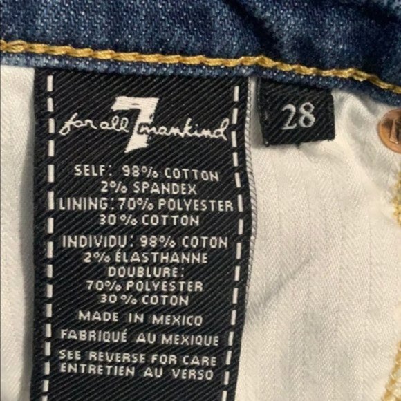 7 For All Mankind Two Tone Raw Hem Jean Skirt - Picture 7 of 8